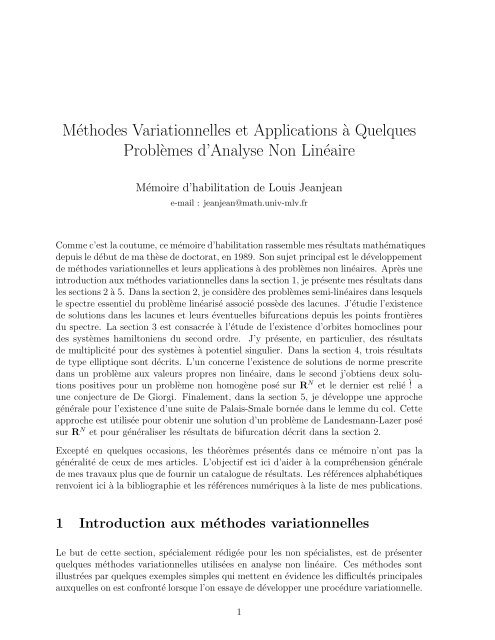 Méthodes Variationnelles et Applications `a Quelques Probl`emes d ...