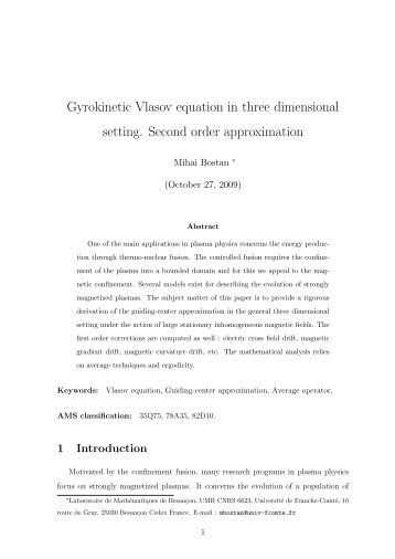 Gyrokinetic Vlasov equation in three dimensional setting ... - LATP