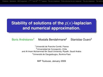 Beamer presentation (Oslo 2008, Toulouse 2009)
