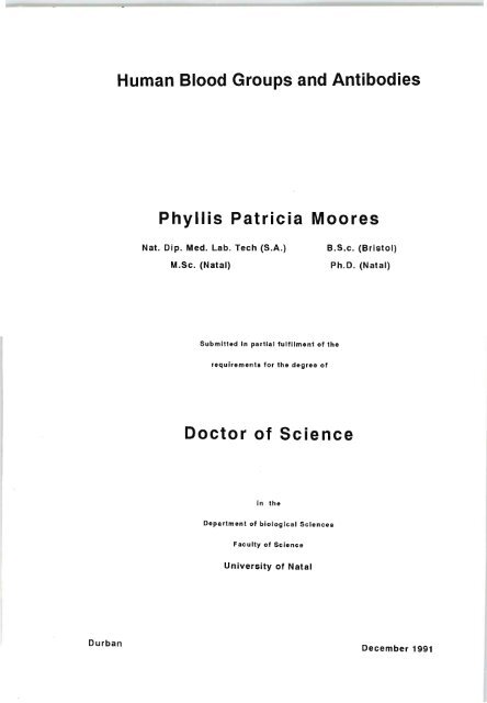 Human Blood Groups And Antibodies Phyllis Patricia Moores Doctor