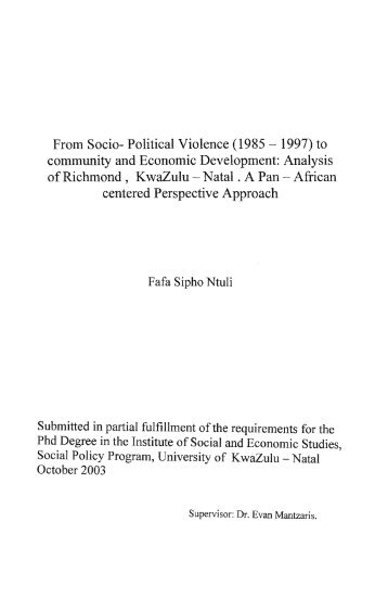 From Socio- Political Violence (1985 - 1997) to community and ...