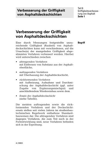 Verbesserung der Griffigkeit von Asphaltdeckschichten