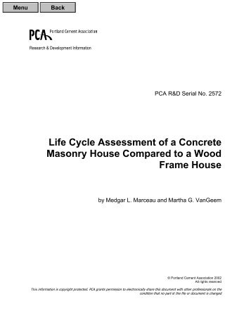 Life Cycle Assessment of a Concrete Masonry House Compared to ...