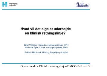 Oplæg: hvad vil det sige at udarbejde en klinisk ... - DMCG-PAL