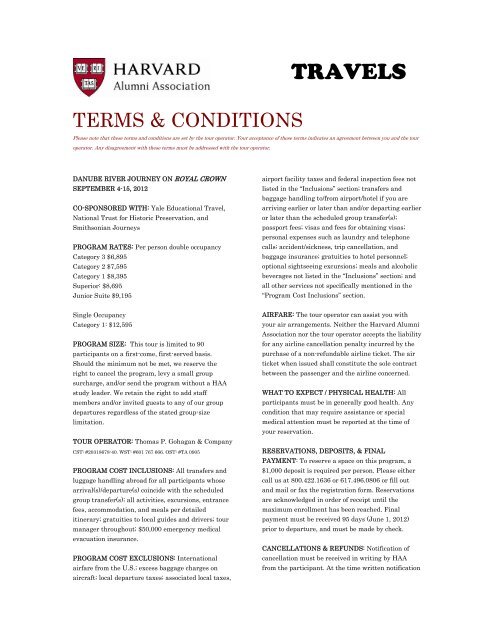 Terms and Conditions - Harvard Alumni - Harvard University