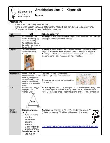 Haumyrheia skole - Arbeidsplaner Klasse 9AB - minbarnehage.no