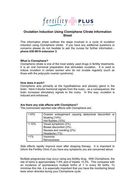 Ovulation Induction Using Clomiphene Citrate Information Sheet