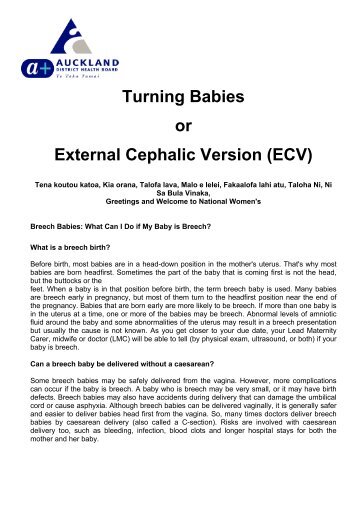 Turning Babies or External Cephalic Version - National Women's ...