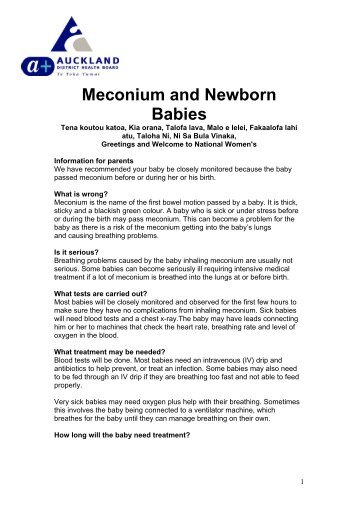 Meconium and Newborn Babies - National Women's Hospital