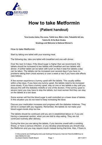 How to take Metformin - National Women's Hospital - Auckland ...