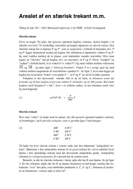 Tillæg til sfærisk geometri - Vestergaards Matematik Sider