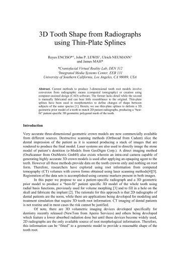 3D Tooth Shape from Radiographs using Thin-Plate Splines