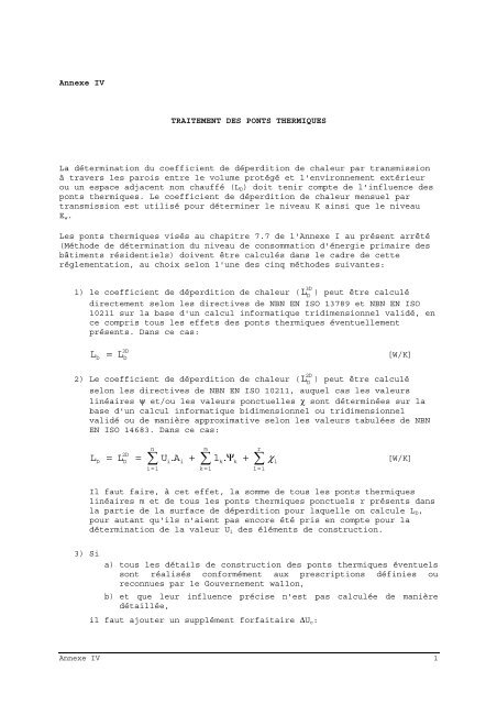 Annexe 4 - Traitement des ponts thermiques - Energie Wallonie