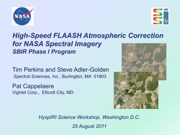 High-Speed FLAASH Atmospheric Correction for NASA Spectral ...