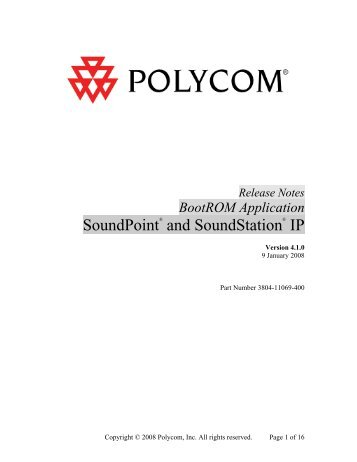 BootROM 4.1.0 Release Notes - Polycom