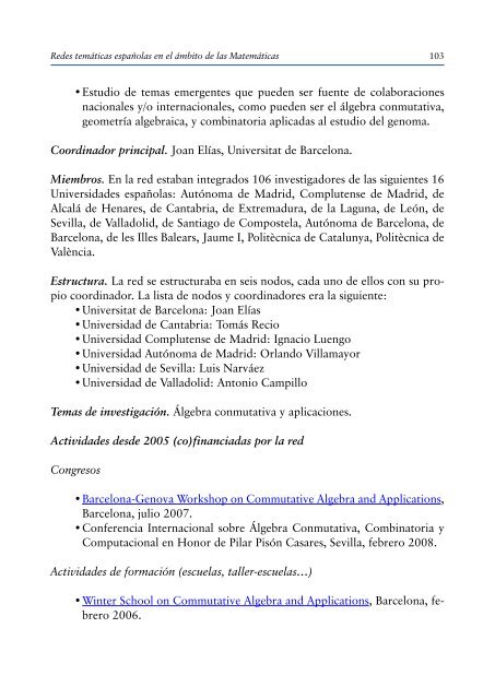 Redes temáticas españolas en el ámbito de las Matemáticas