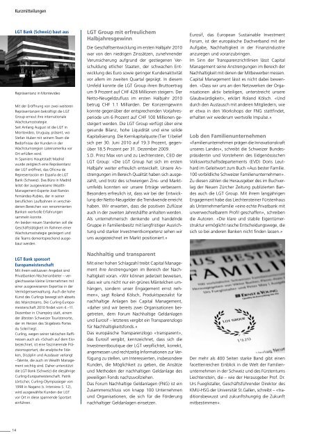 Aktuelle Informationen der LGT Bank (Schweiz) AG Ausgabe Oktober 2010