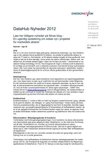 DataHub Nyheder 2012 - Energinet.dk