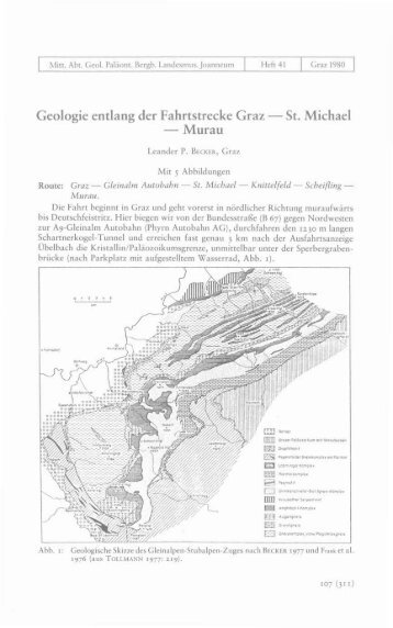 Geologie entlang der Fahrtstrecke Graz - St. Michael - Murau