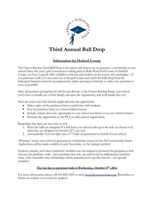 Third Annual Ball Drop - Carson Scholars Fund