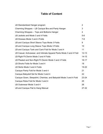 Table Of Content - CSI Vendor Manual