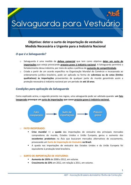Pedido de Salvaguarda para Vestuário - Abit