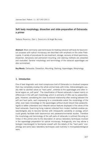 Soft body morphology, dissection and slide-preparation of Ostracoda