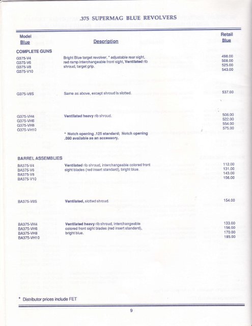 1992 Price List