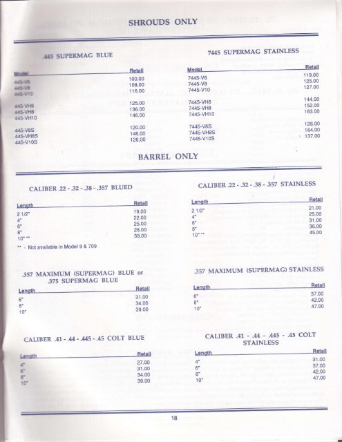 1992 Price List