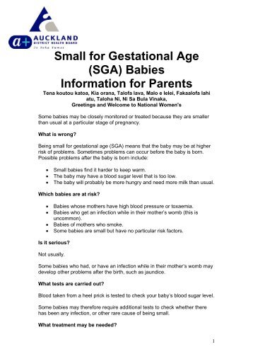 Small for Gestational Age - National Women's Hospital