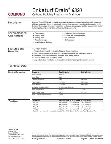 Enkaturf Drain 9320 Data Sheet - Colbond, Inc