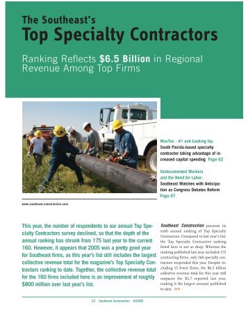 Top Specialty Contractors ranking - Southeast Construction
