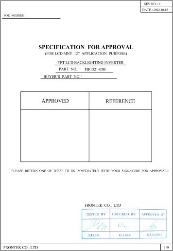 SPECIFICATION FOR APPROVAL - OLED-LCD-TFT