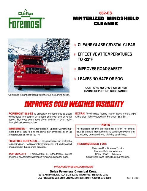 Fm 662 Es Winterized Windshield Cleaner Delta Foremost
