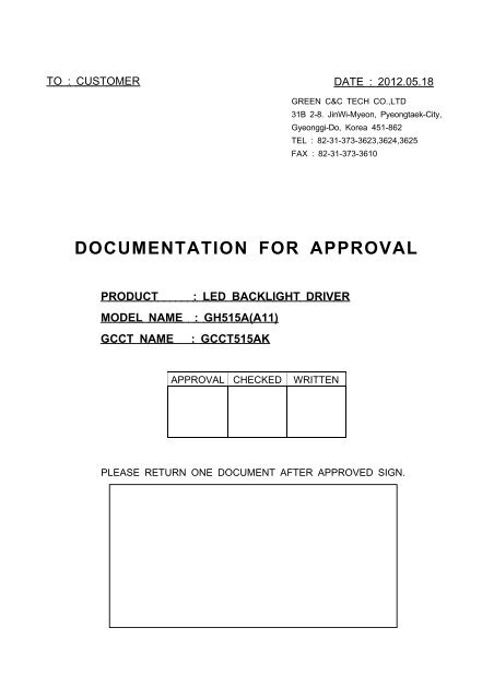 DOCUMENTATION FOR APPROVAL - OLED-LCD-TFT