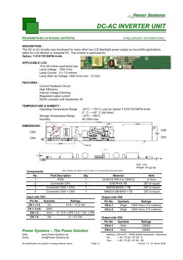 DC-AC INVERTER UNIT - OLED-LCD-TFT