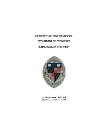 Graduate Student Handbook - Economics - Johns Hopkins University