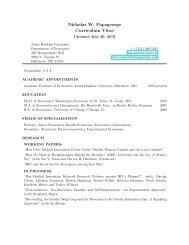 Nick W. Papageorge-CV - Economics - Johns Hopkins University