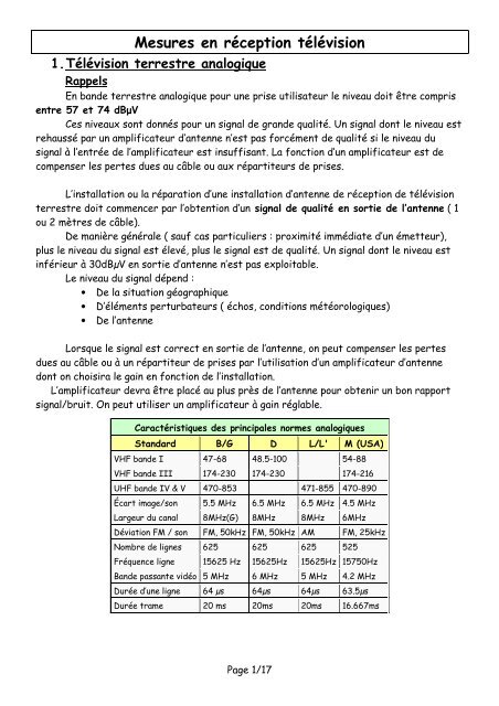 Mesures avec le mesureur de champ Sefram