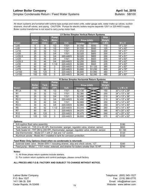 Lattner Prices 04.01.10 - Condensate Return Systems.pdf