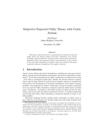 Subjective Expected Utility Theory with Costly Actions - Economics ...
