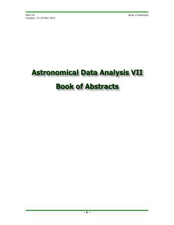 Astronomical Data Analysis VII Book of Abstracts - ADA7