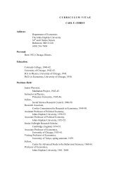 CURRICULUM VITAE CARL F. CHRIST Address - Economics ...