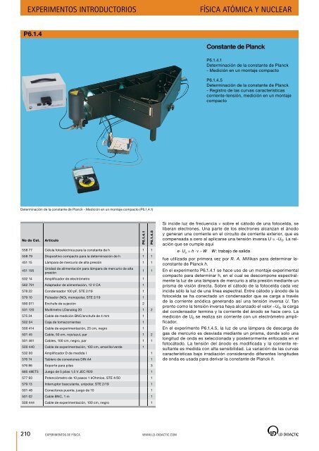 Catálogo general eXperimentos de FísiCa