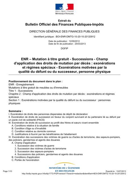 Champ d'application des droit - BOFiP-Impôts - Impots.gouv.fr