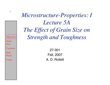 Microstructure-Properties: I Lecture 5A The Effect of Grain Size on ...