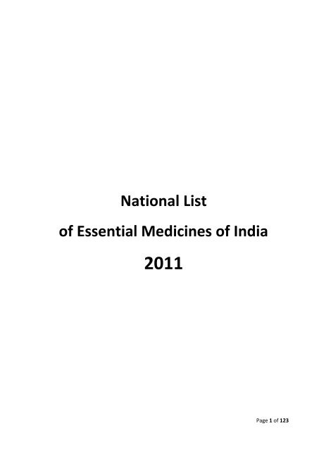 National List of Essential Medicines of India - Central Drugs ...