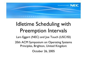 Idletime Scheduling with Preemption Intervals - Lars Eggert