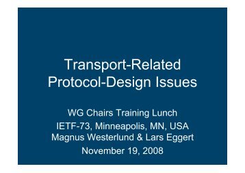 Transport-Related Protocol-Design Issues - Lars Eggert