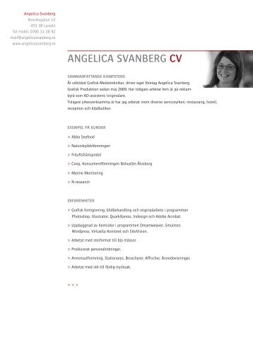 AngelicA SvAnberg cv - Angelica Svanberg Grafisk Form AB